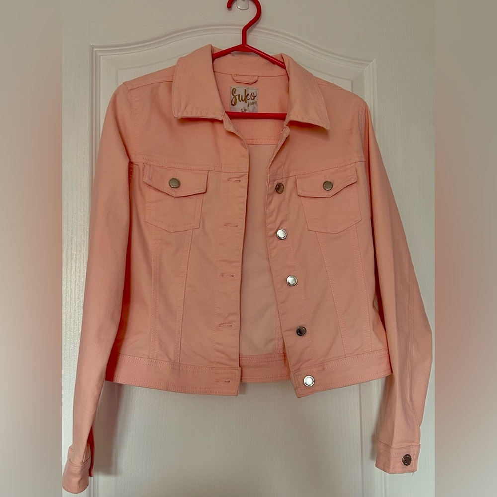 Suko Women's Pink Denim Jacket Size Small